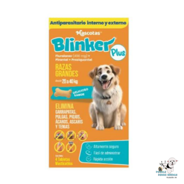 Blinker Plus Razas Grandes (20-40 Kg) Fluralaner 400 Mg Jb Perro 1 Tableta