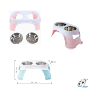 Comedero Elevado Doble Rosado/Blanco Pet Galaxy Perro 1 Unid