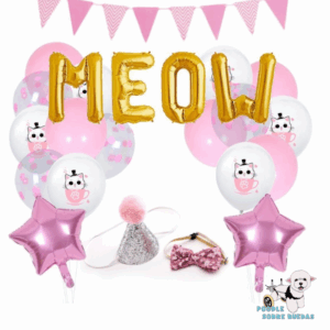 Kit De Cumpleaños Rosado Gato 1 Unid