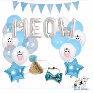 Kit De Cumpleaños Azul Gato 1 Unid