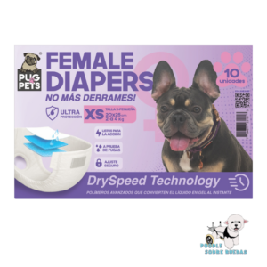 Pañal Desechable Hembra Talla Xs Pug Pets Perro 10 Und