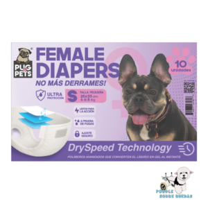 Pañal Desechable Hembra Talla S Pug Pets Perro 10 Und