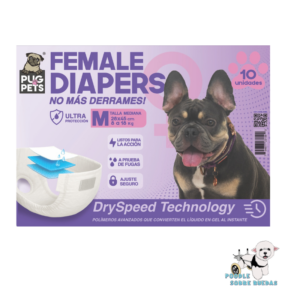 Pañal Desechable Hembra Talla M Pug Pets Perro 10 Und