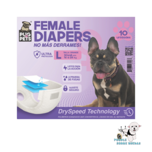 Pañal Desechable Hembra Talla L Pug Pets Perro 10 Und