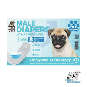 Pañal Desechable Macho Talla S Pug Pets Perro 10 Und