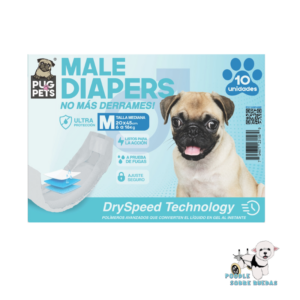 Pañal Desechable Macho Talla M Pug Pets Perro 10 Und