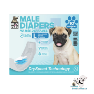 Pañal Desechable Macho Talla L Pug Pets Perro 10 Und