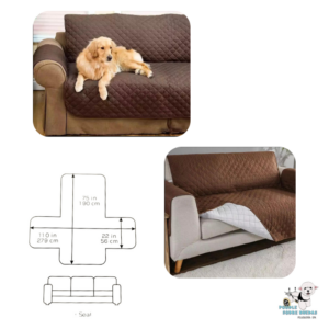 Cobertor Reversible Para Sofá 3 Asientos Color: Café / Beige London Fog Perro 1 Unidad