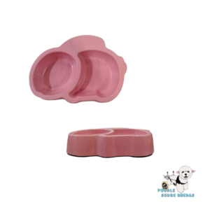 Cuenco De Bambú Ecológico 2 Divisiones Color Rosado Pet Brands Perro 1 Unidad