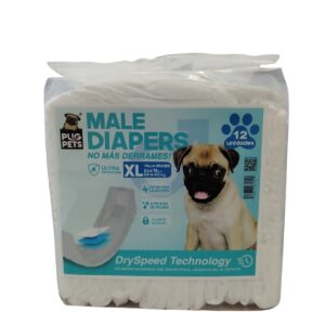 Pañal Desechable Macho Talla Xl Pug Pets Perro 12 Und