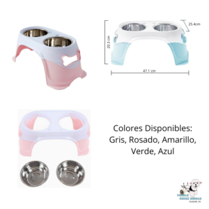 Comedero Elevado Doble Rosado/Blanco Pet Galaxy Perro 1 Unid