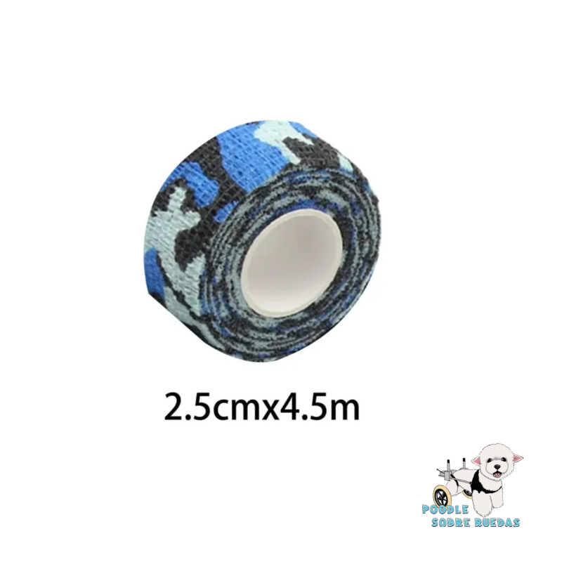 Vendaje Adhesiva 2.5 Cm X 4.5 Mt Azul Camuflado Perro 1 Unidad