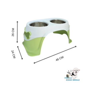 Comedero Elevado Doble Verde/Blanco Pet Galaxy Perro 1 Unid