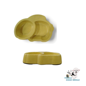 Cuenco De Bambú Ecológico 2 Divisiones Color Amarillo Pet Brands Perro 1 Unidad