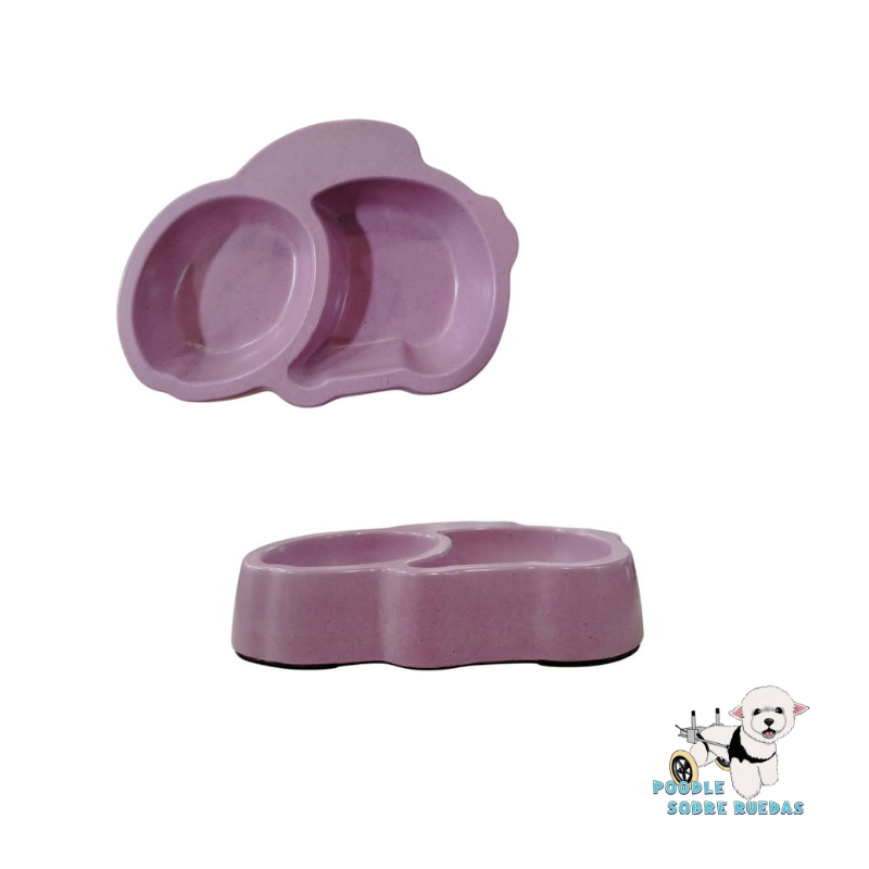 Cuenco De Bambú Ecológico 2 Divisiones Color Morado Pet Brands Perro 1 Unidad