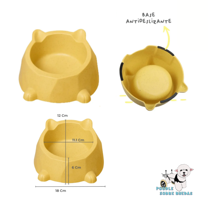 Cuenco De Bambú Ecológico Color Amarillo Pet Brands Perro 1 Unidad
