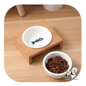 Plato De Cerámica Con Base De Bamboo Gato 1 Unidad