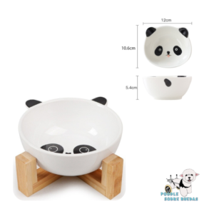 Plato De Cerámica Con Base De Bamboo Oso Panda Gato 1 Unidad