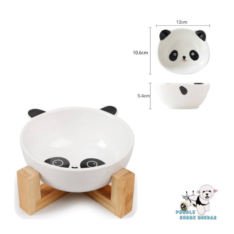 Plato De Cerámica Con Base De Bamboo Oso Panda Gato 1 Unidad