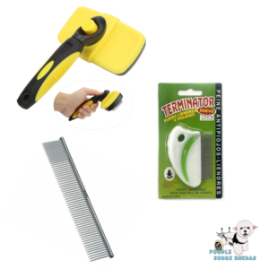 Kit Cepillo Autolimpiable Amarillo, Peine Y Peine Anti Pulgas Y Garrapatas Acero Perro 3 Piezas