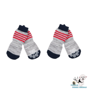 Medias Antideslizantes Gris Rayas Rojas Talla M Pawise Perro Set 4 Unidades