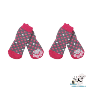 Medias Antideslizantes Gris Bolitas Rosadas Talla M Pawise Perro Set 4 Unidades