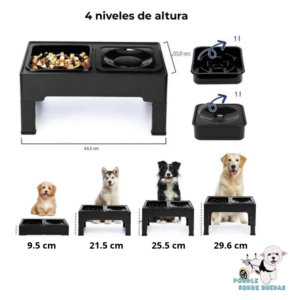 Comedero Y Bebedero Ajustable 4 Alturas Zoo Planet Perro 1 Unidad
