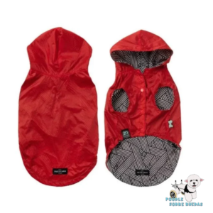 Impermeable Reversible (Rojo Liso / Geométrico Blanco Y Negro) Talla 2 Fuzz Yard Perro 1 Unidad